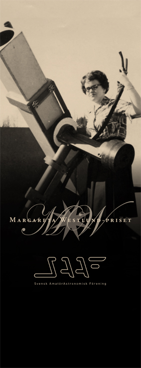 Margareta Westlund med sitt teleskop, 1960-talet Margareta Westlundpriset